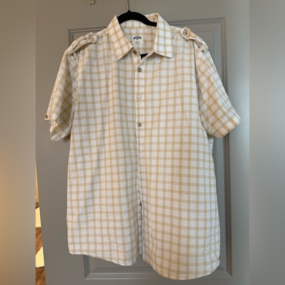 Men's Beige Checkered Shirt - Picture 1 of 4
